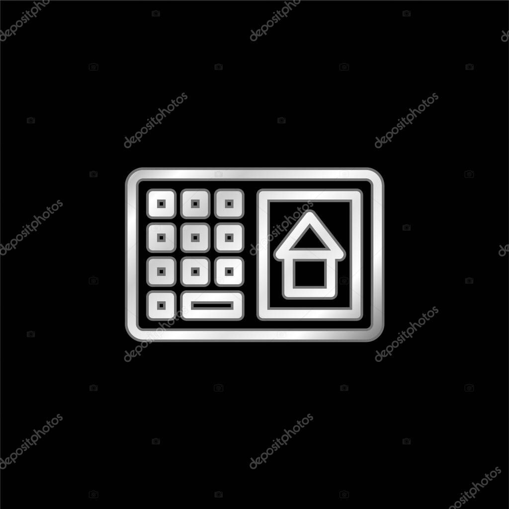 Alarm silver plated metallic icon