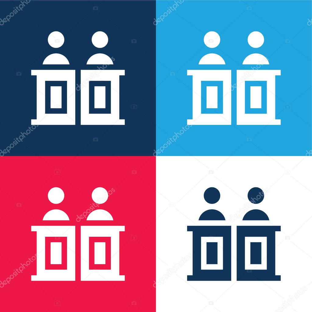 Advocate blue and red four color minimal icon set