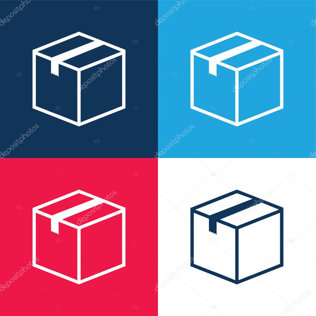 Box Closed blue and red four color minimal icon set