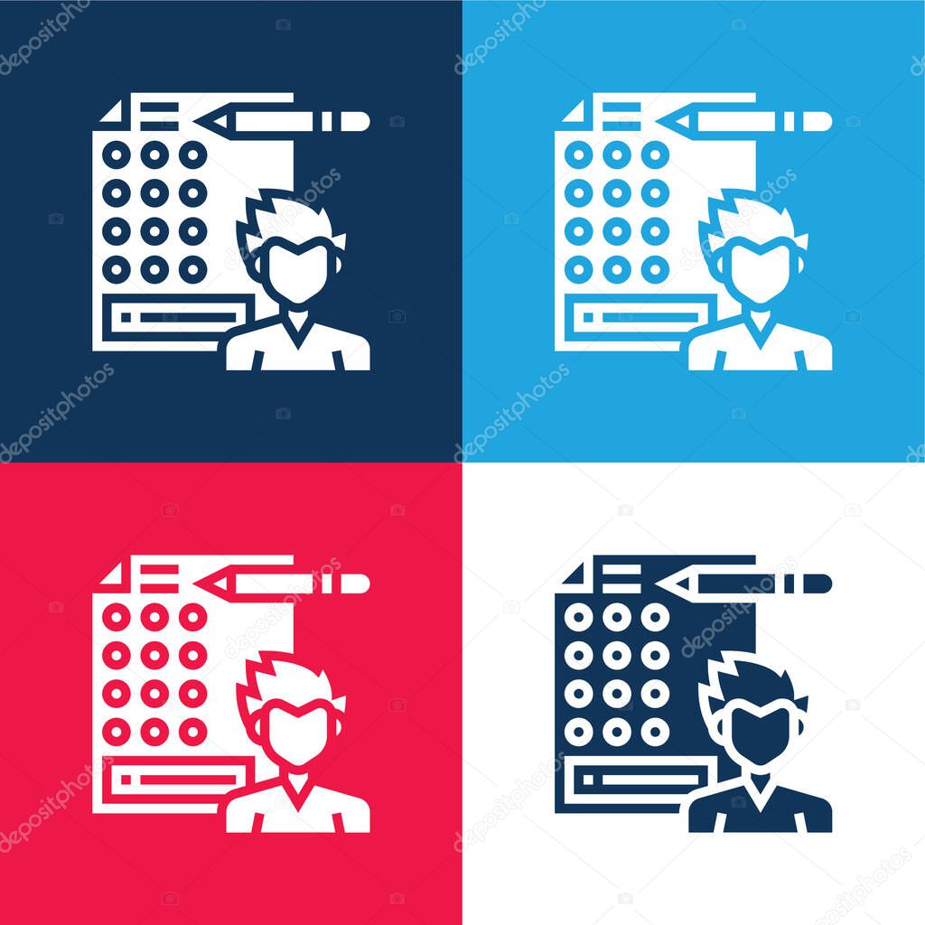 Answer blue and red four color minimal icon set