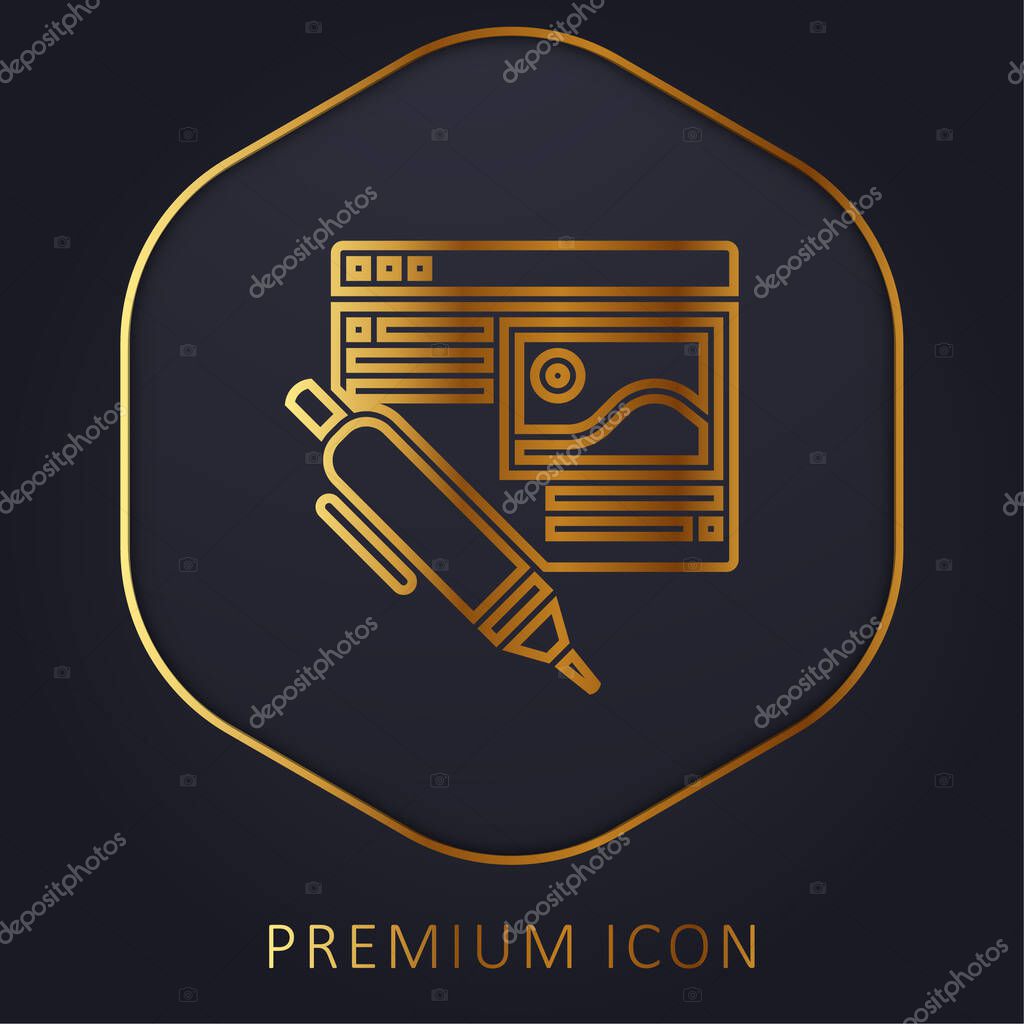 Blog golden line premium logo or icon