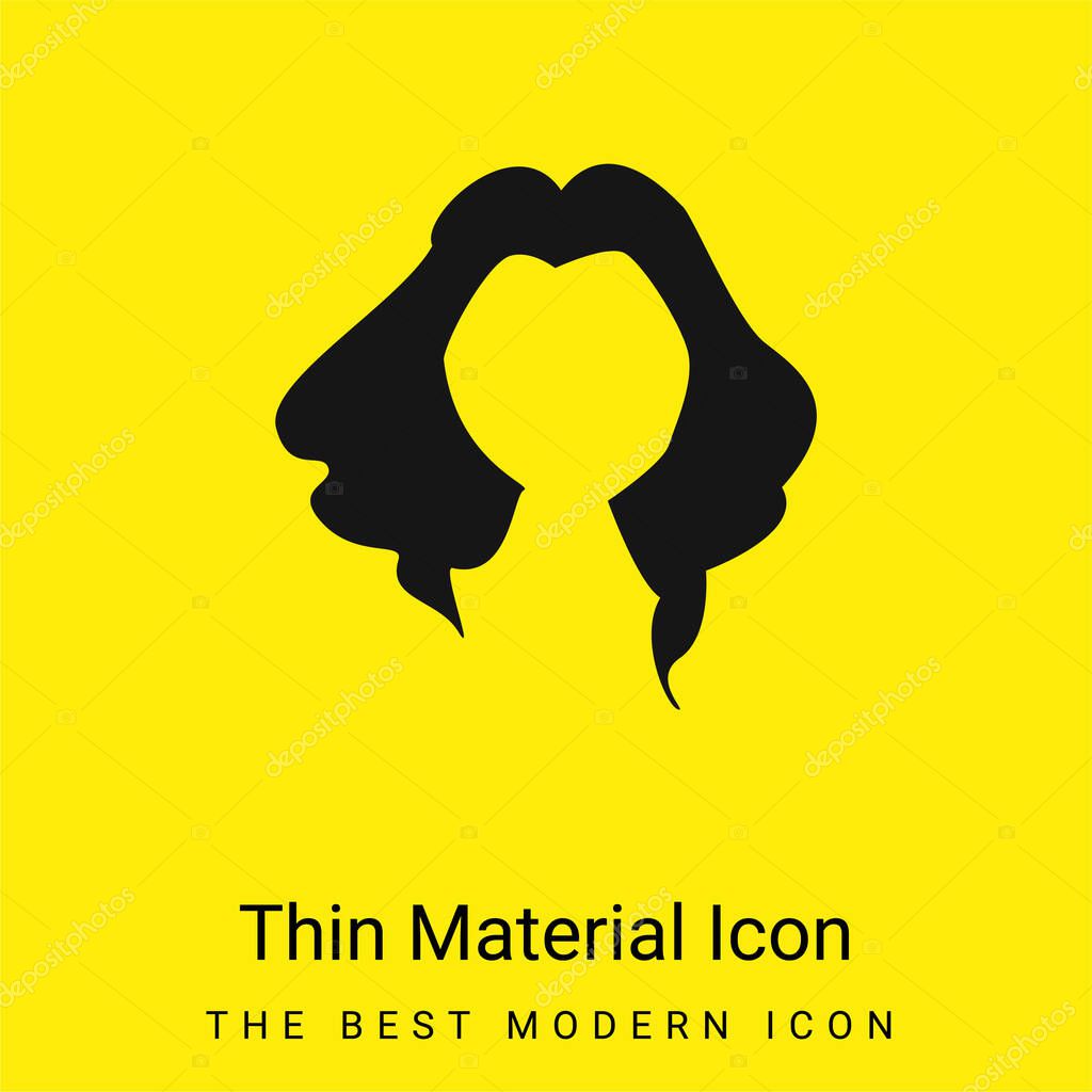 Black Long Female Hair Shape minimal bright yellow material icon