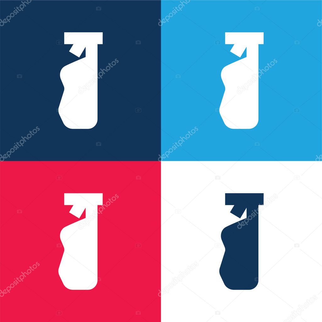 Bottle blue and red four color minimal icon set