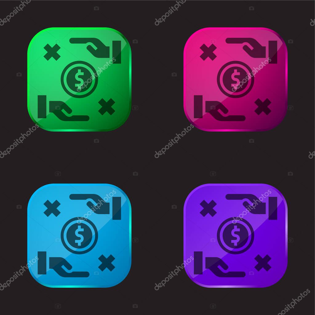 Bribe four color glass button icon
