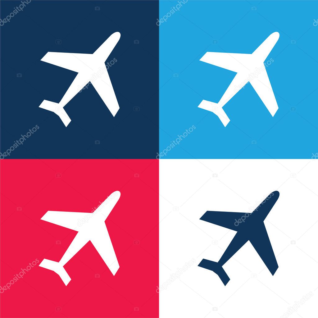Airliner blue and red four color minimal icon set