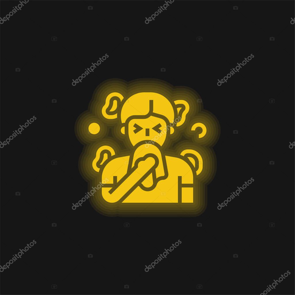 Antihistamines yellow glowing neon icon