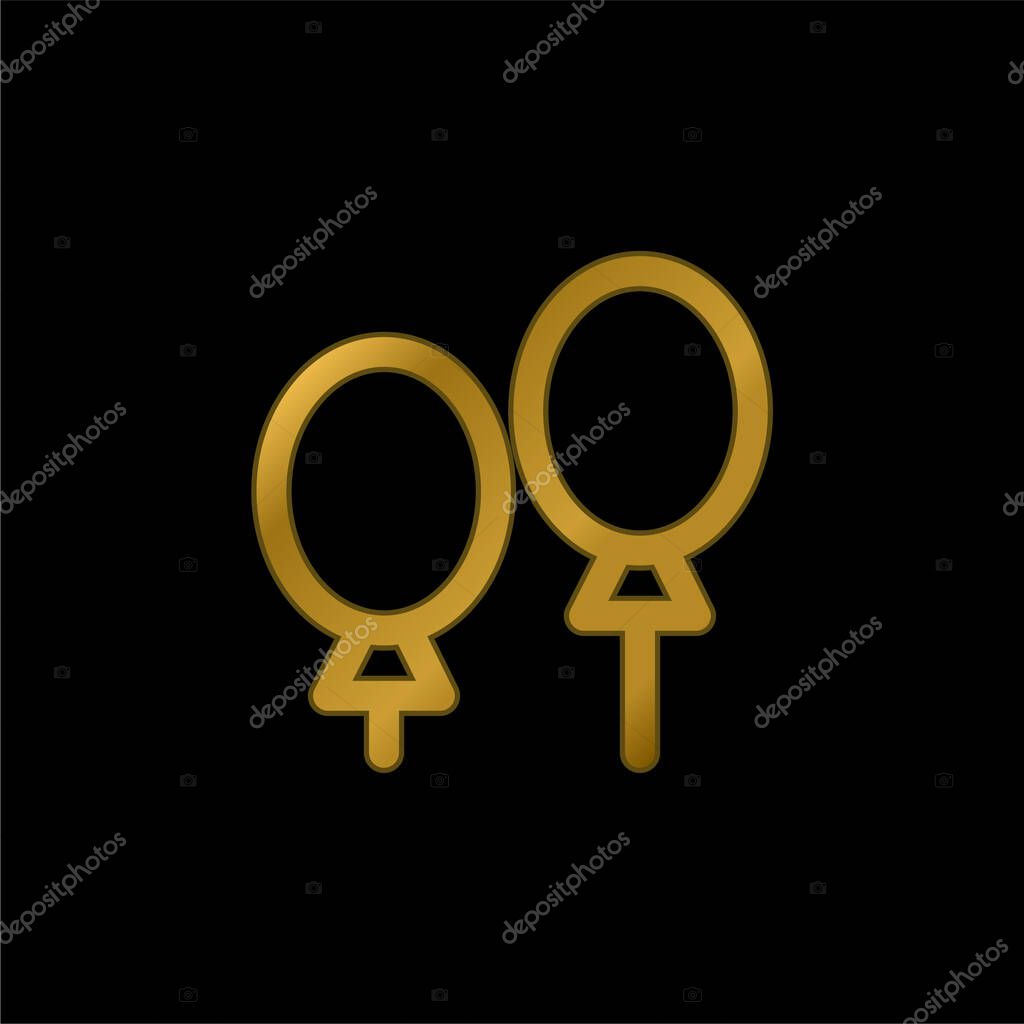 Balloons gold plated metalic icon or logo vector