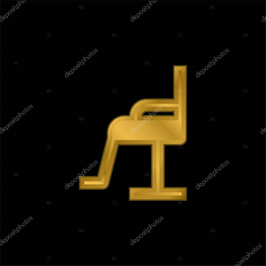 Barber Chair gold plated metalic icon or logo vector