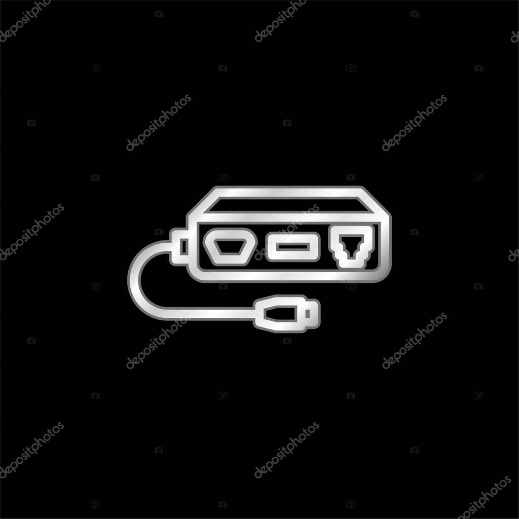 Adapter silver plated metallic icon
