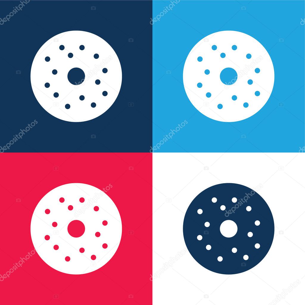 Bagel blue and red four color minimal icon set