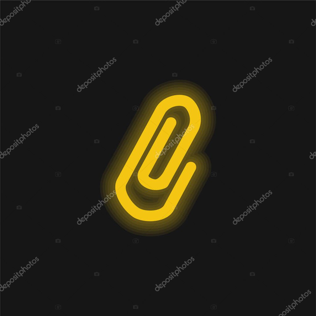 Aluminum Clip yellow glowing neon icon