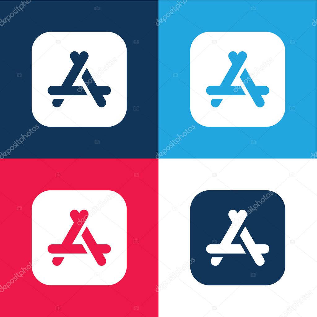 App Store blue and red four color minimal icon set