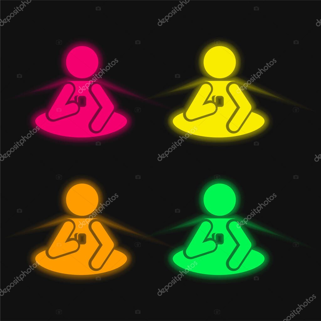 Bridge four color glowing neon vector icon