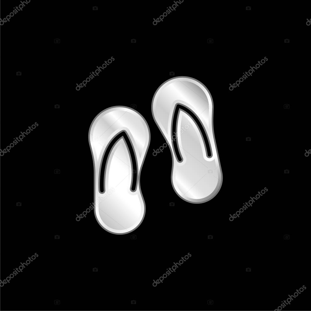 Beach Slippers silver plated metallic icon