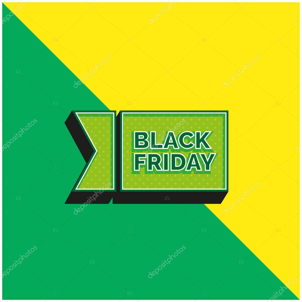 Black Friday Green and yellow modern 3d vector icon logo