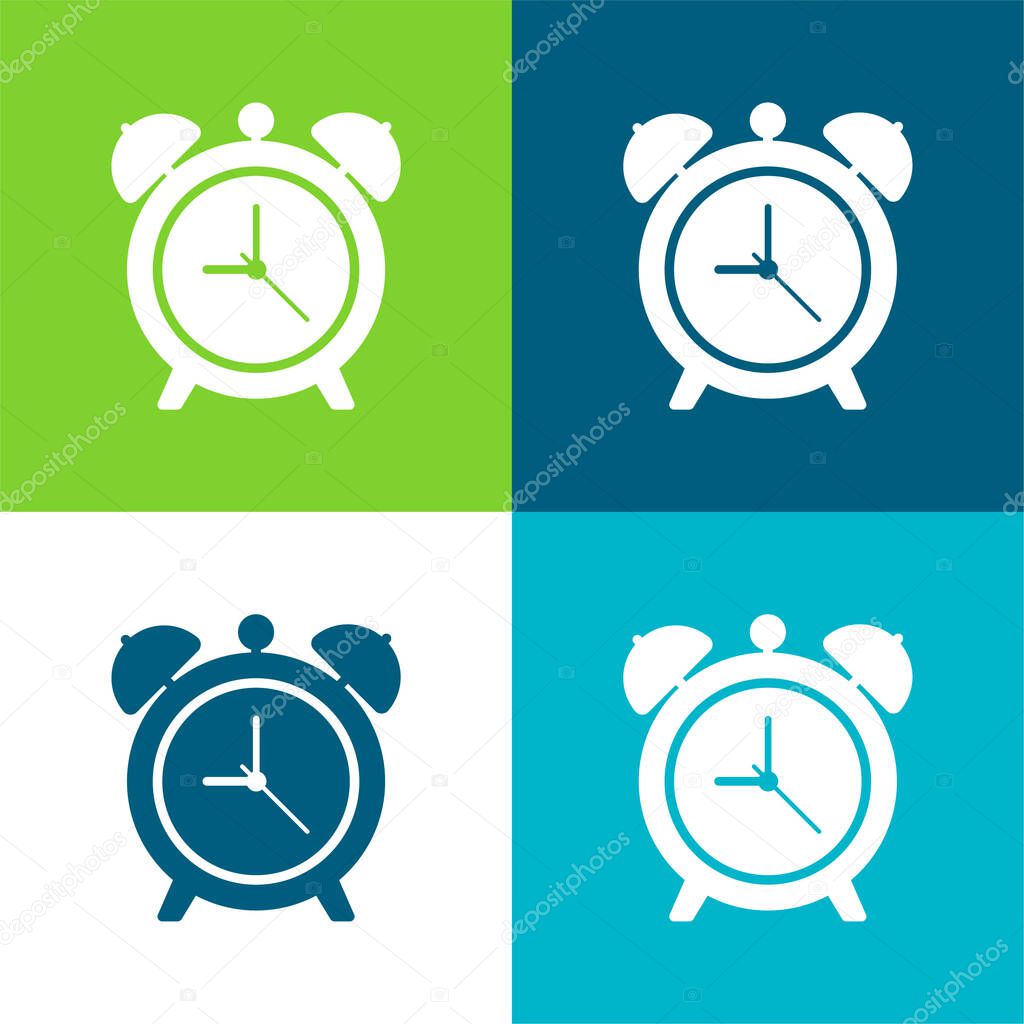 Alarm Clock Flat four color minimal icon set