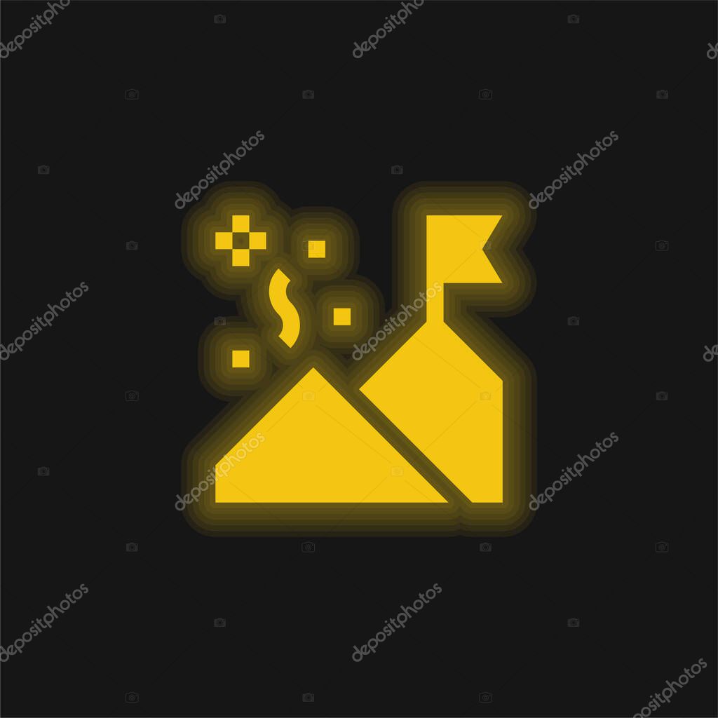 Achievement yellow glowing neon icon