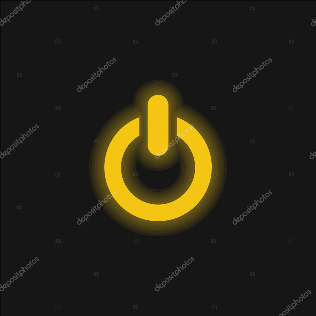 Big Power Button yellow glowing neon icon