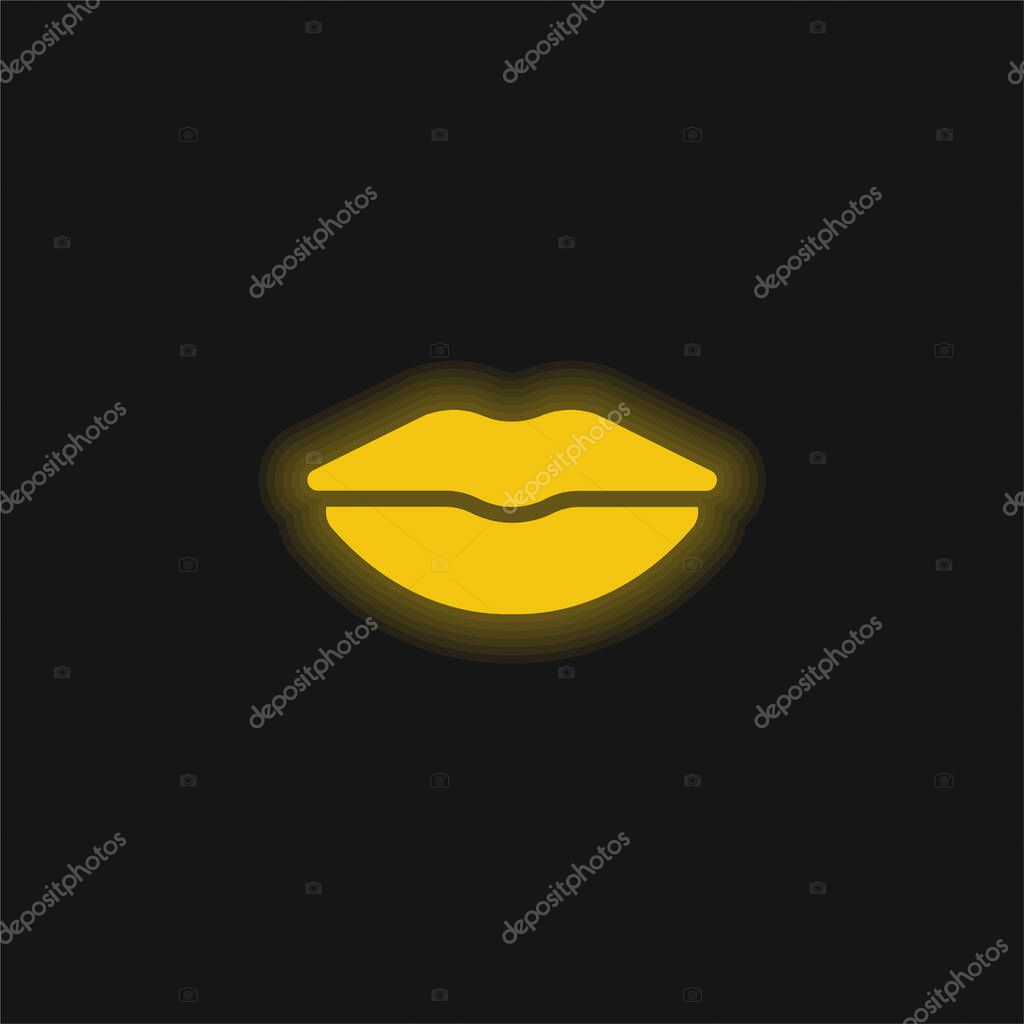 Big Lips yellow glowing neon icon