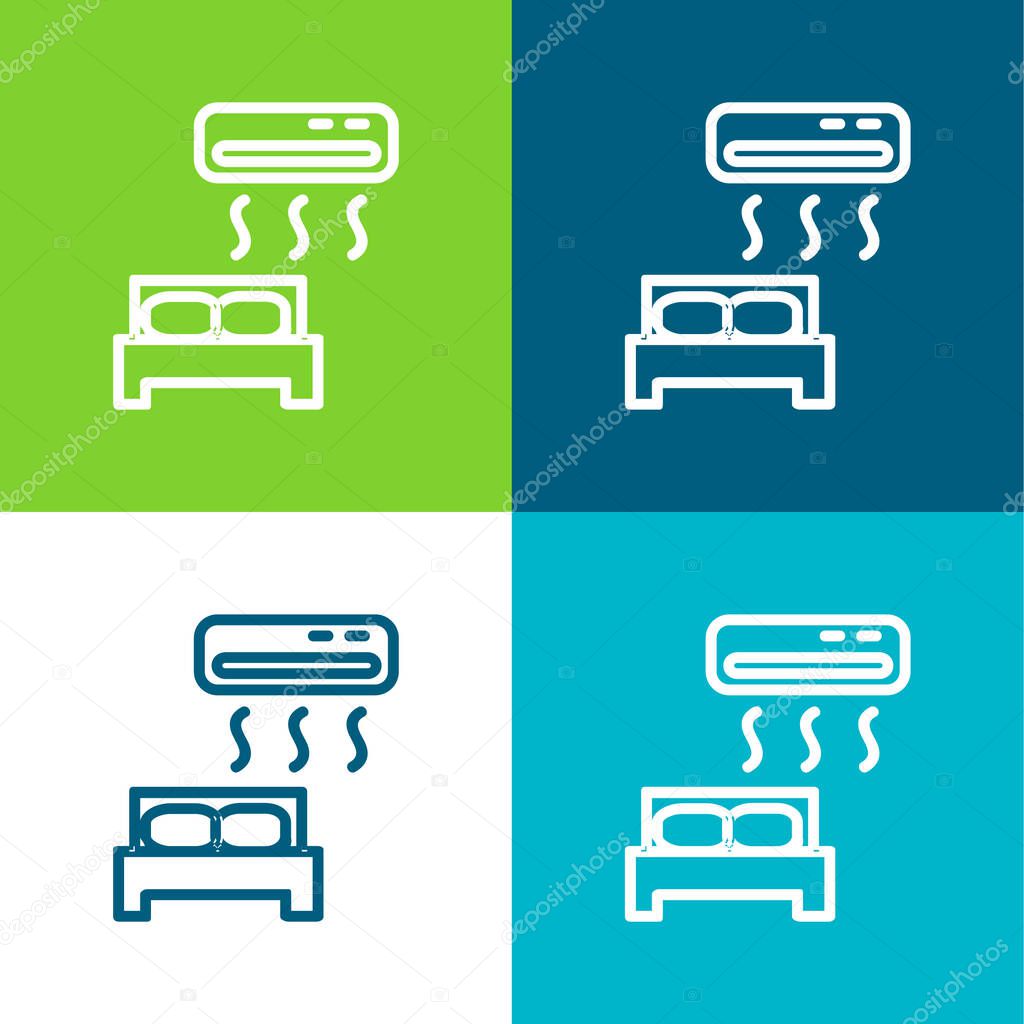 Air Conditioned Flat four color minimal icon set