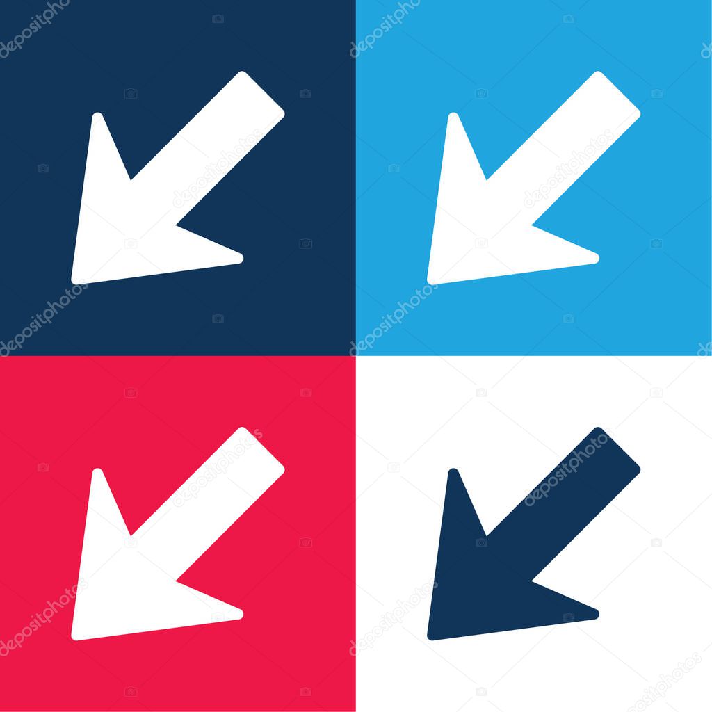 Arrow Down Left blue and red four color minimal icon set
