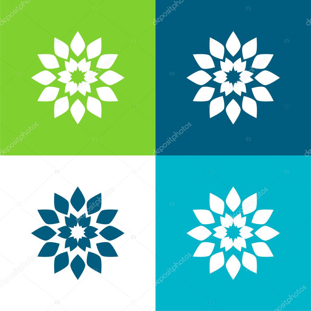 Big Flower Flat four color minimal icon set