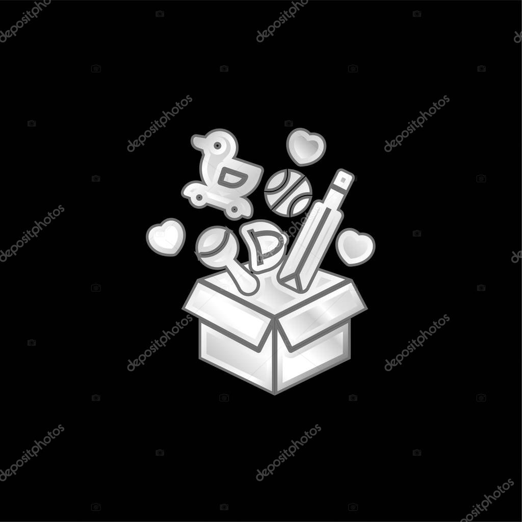 Box silver plated metallic icon