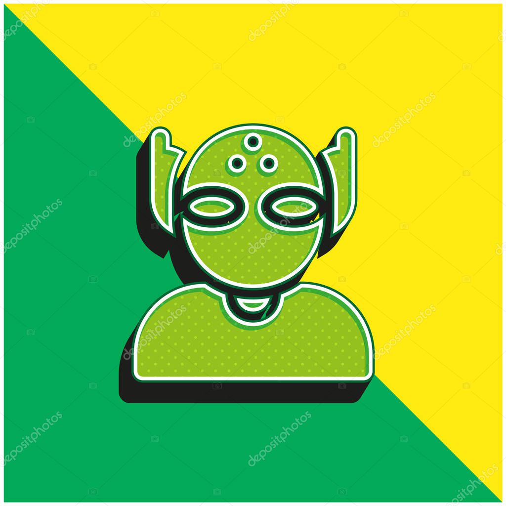 Alien Green and yellow modern 3d vector icon logo