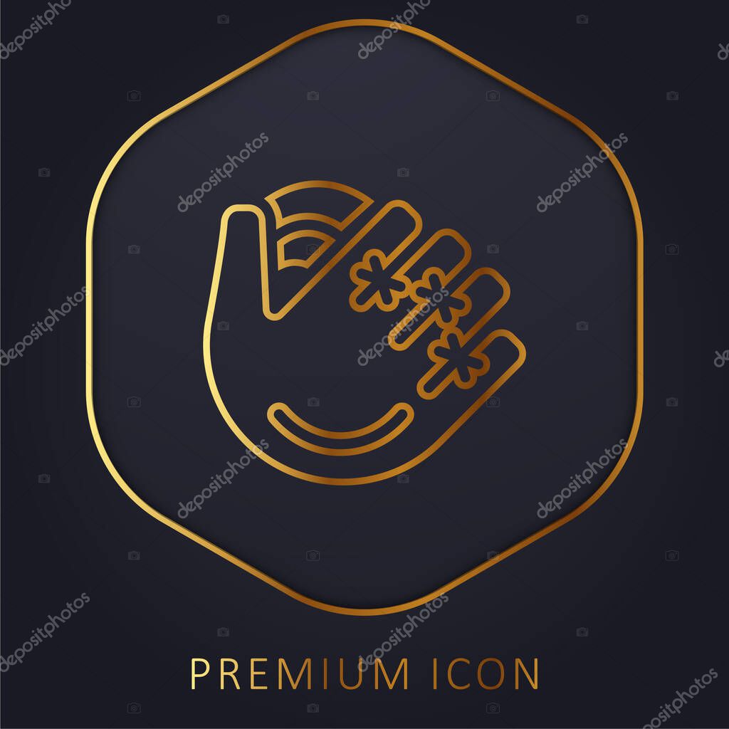 Baseball Glove golden line premium logo or icon