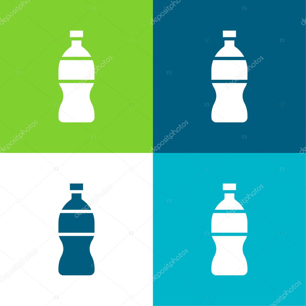 Bottle Flat four color minimal icon set