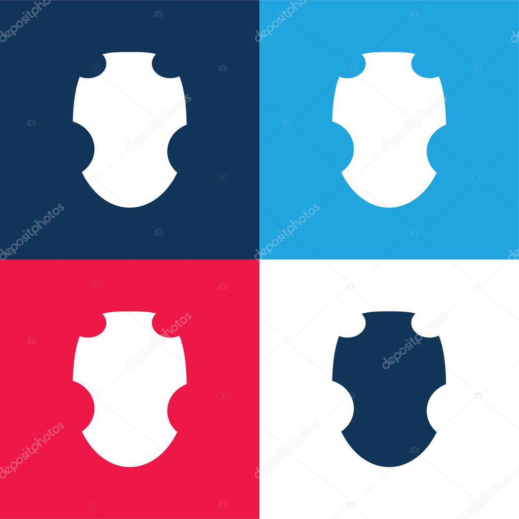 Black Warrior Shield blue and red four color minimal icon set
