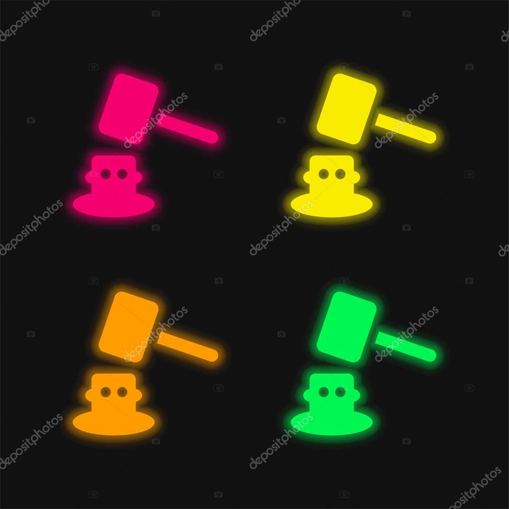 Amusement Park four color glowing neon vector icon