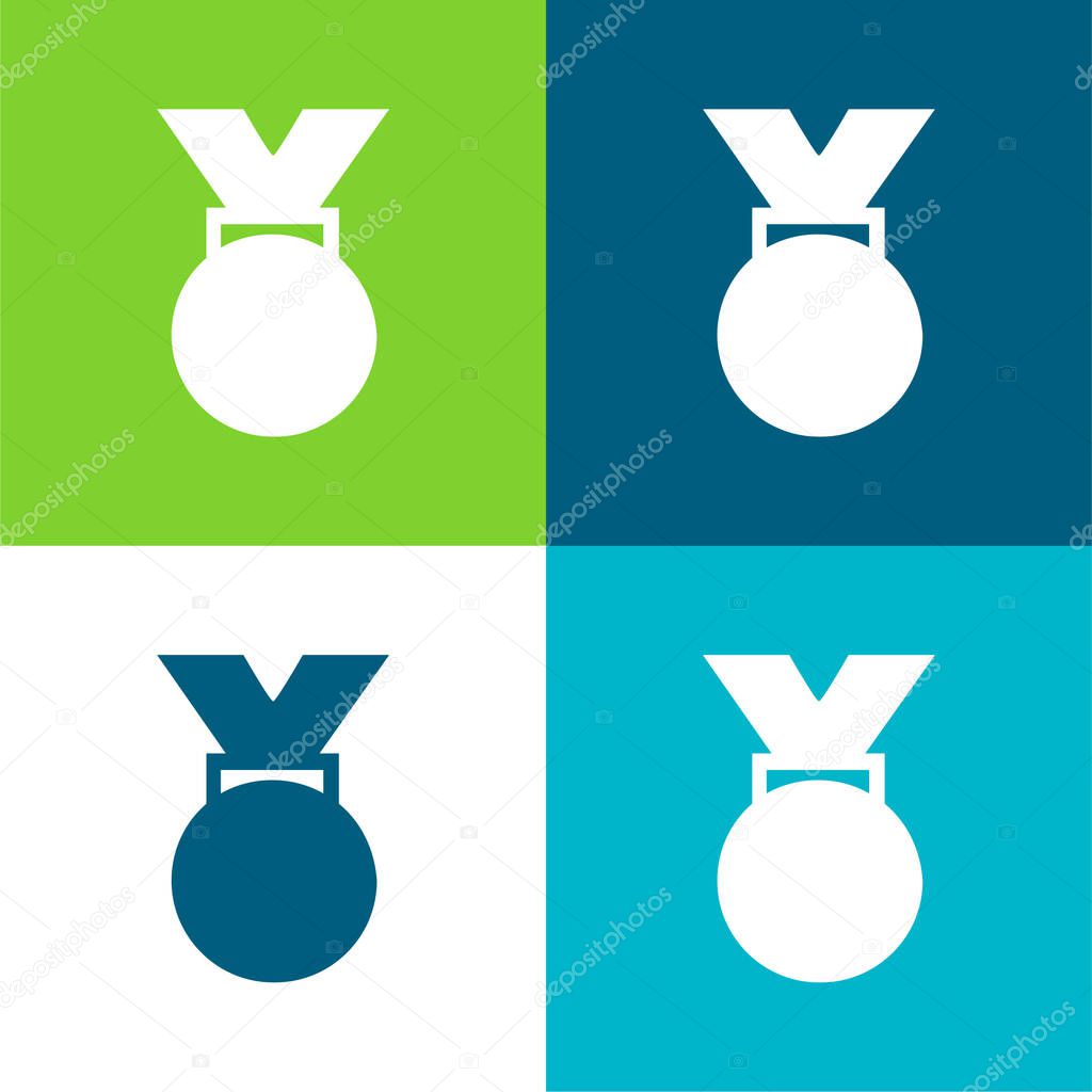 Award Medal Flat four color minimal icon set