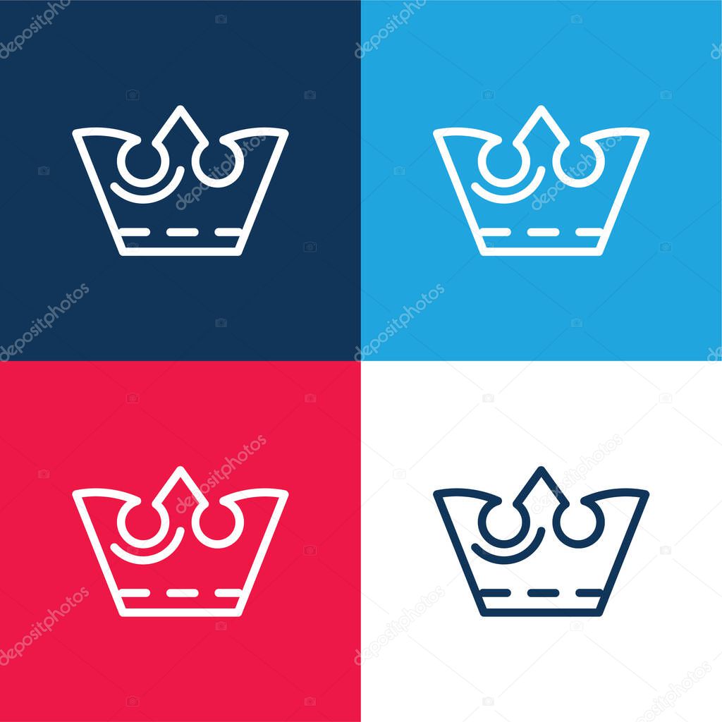 Crown blue and red four color minimal icon set