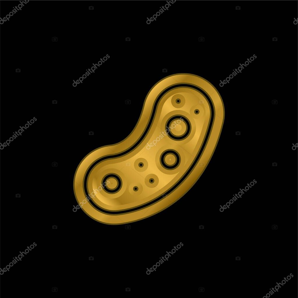 Bacteria gold plated metalic icon or logo vector