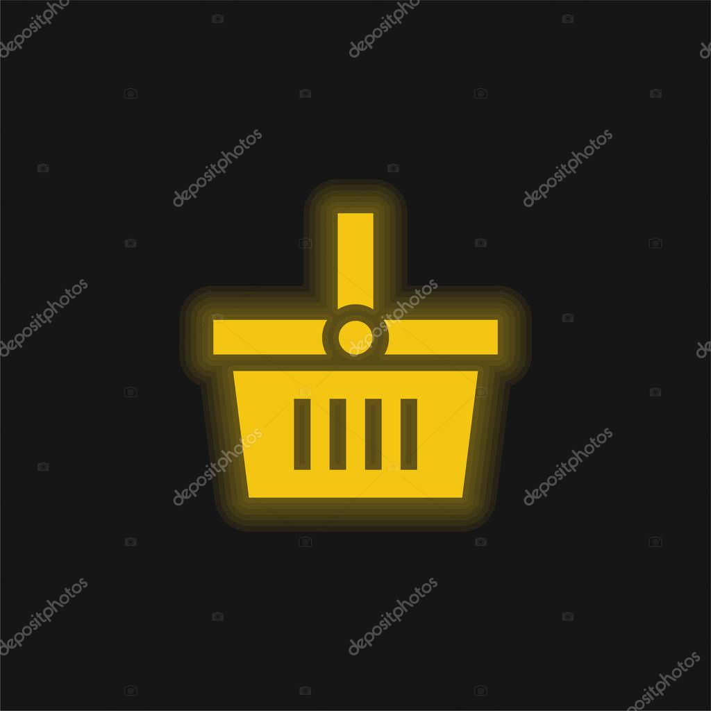 Basket yellow glowing neon icon