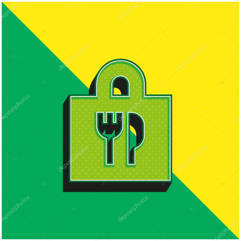 Bag Green and yellow modern 3d vector icon logo