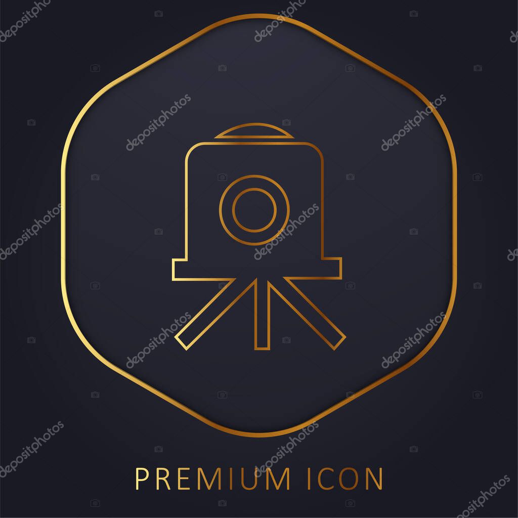 Antique Photographic Camera golden line premium logo or icon