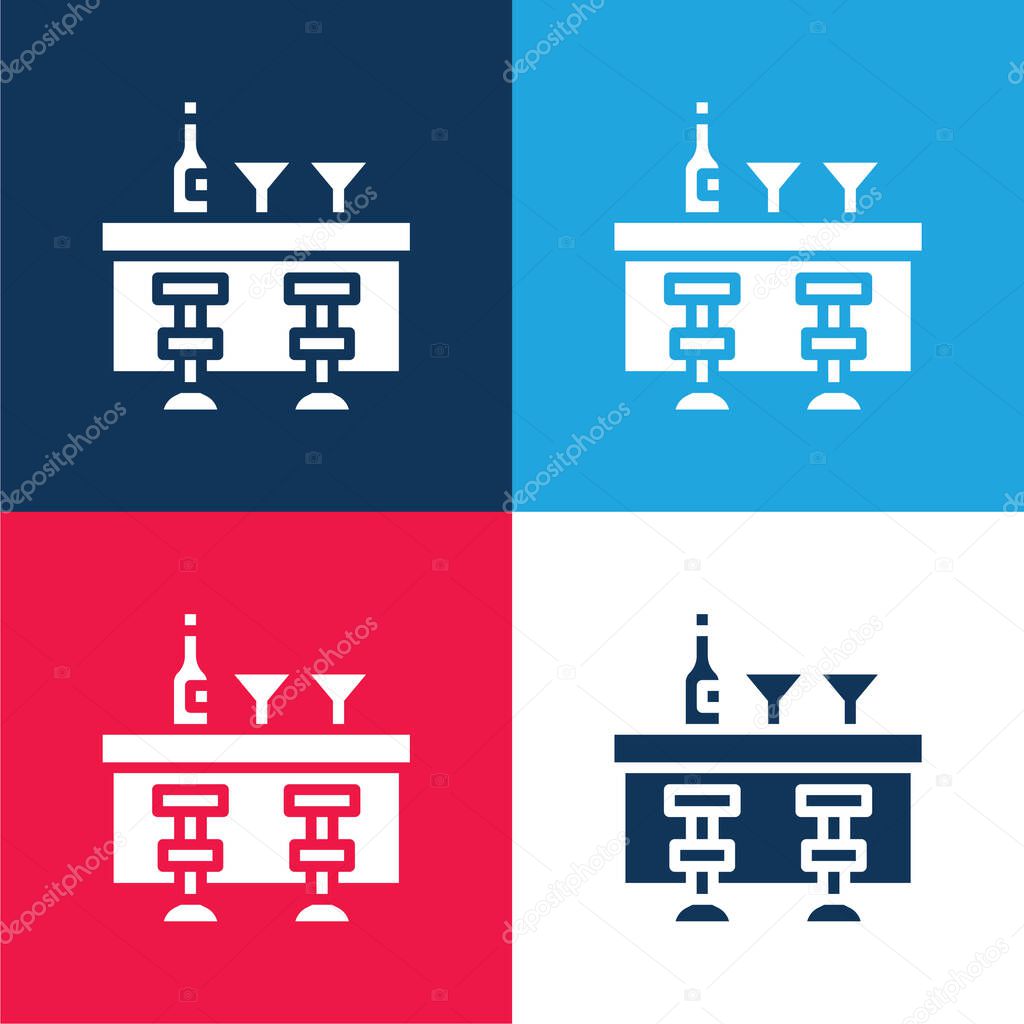 Bar Counter blue and red four color minimal icon set