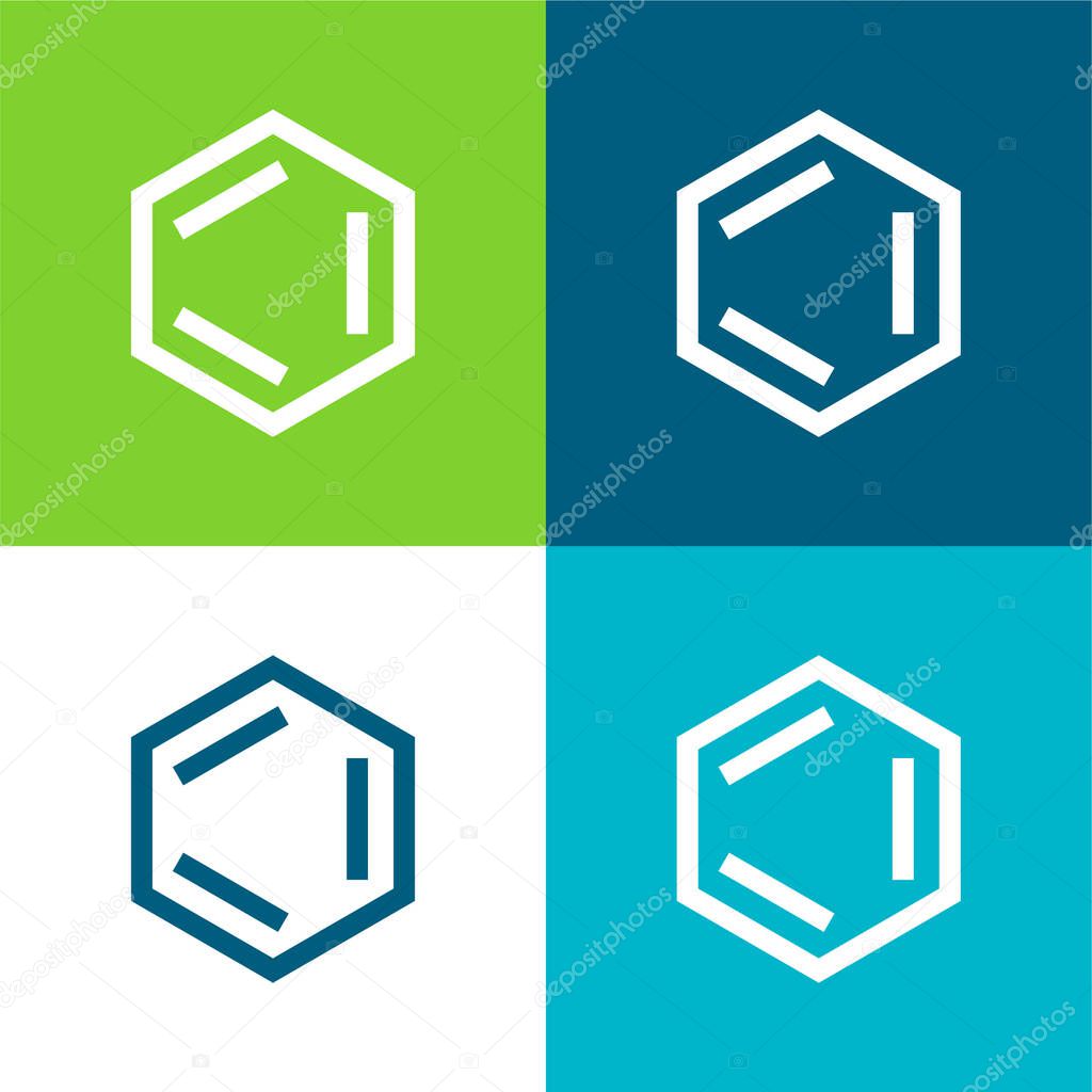 Benzene Flat four color minimal icon set