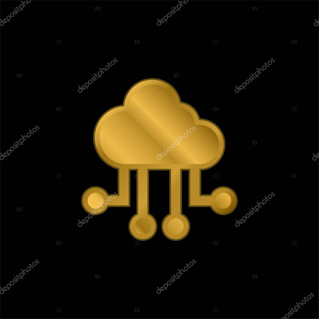 Big Data gold plated metalic icon or logo vector