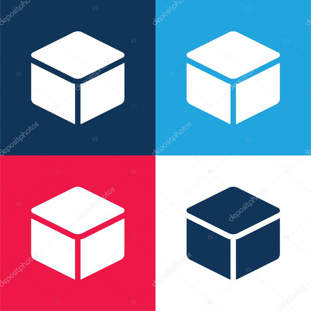 3d blue and red four color minimal icon set