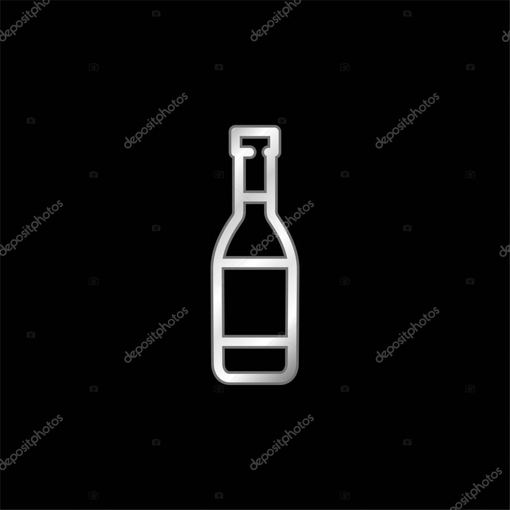Beer Bottle silver plated metallic icon