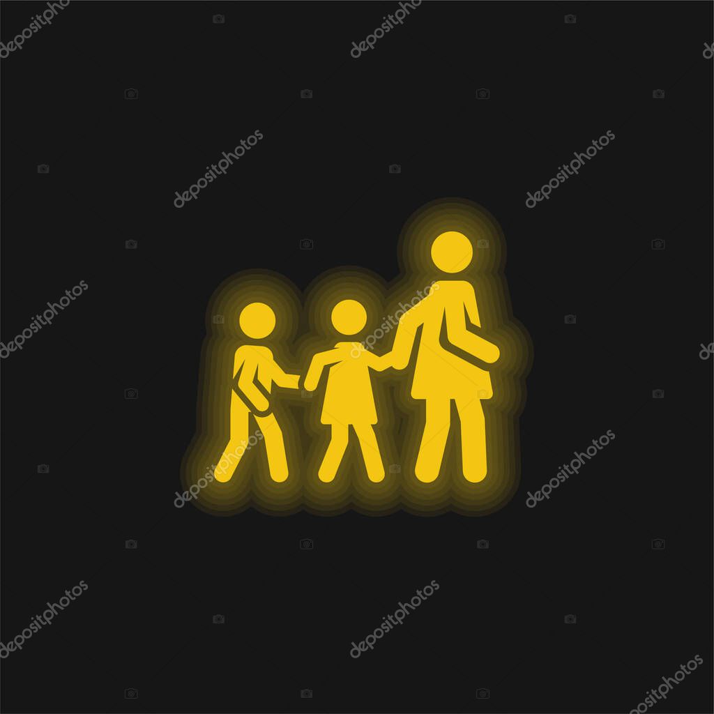 Babysitter yellow glowing neon icon