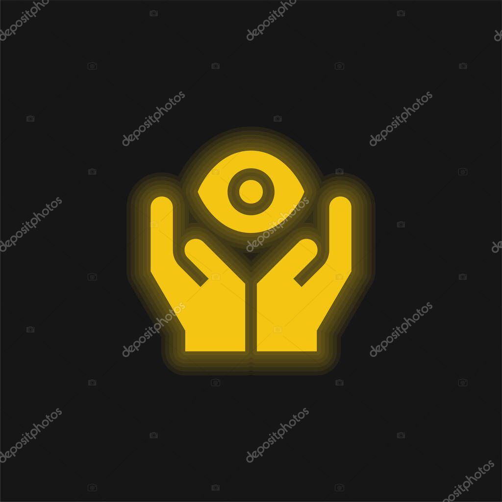 Blindness yellow glowing neon icon