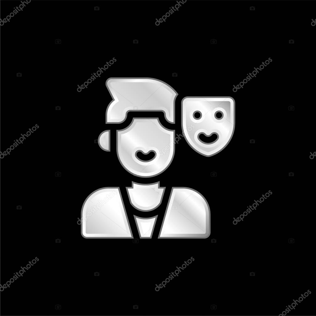 Actor silver plated metallic icon