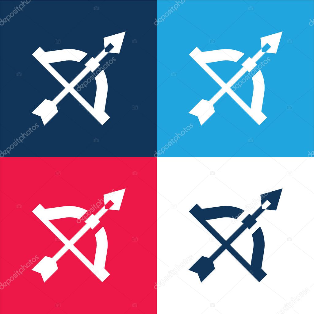 Bow And Arrow blue and red four color minimal icon set