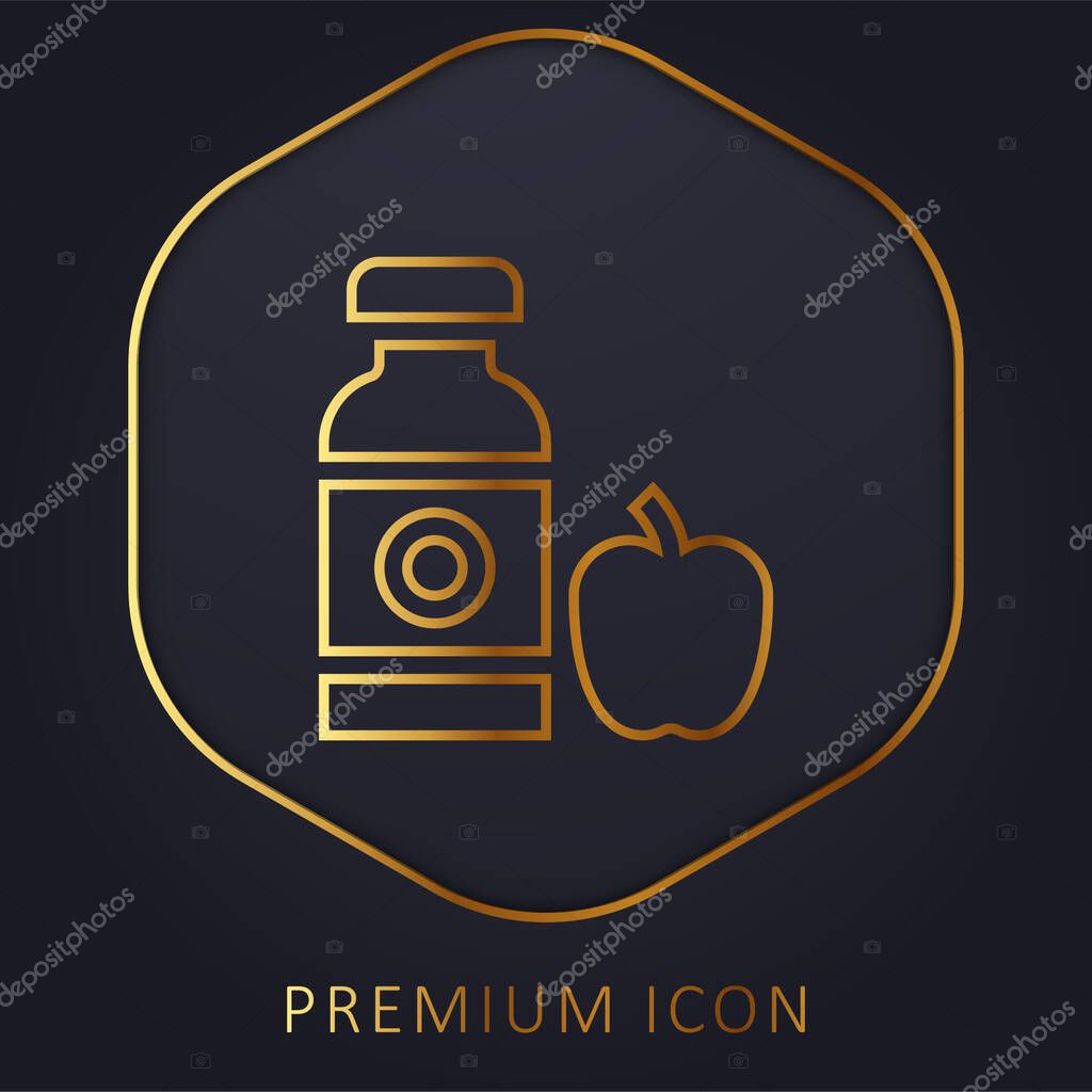 Apple Juice golden line premium logo or icon