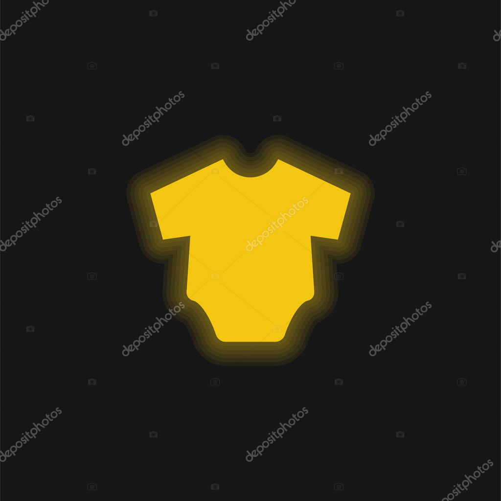 Baby Clothes yellow glowing neon icon