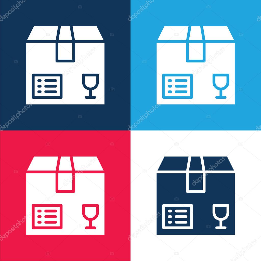 Box blue and red four color minimal icon set